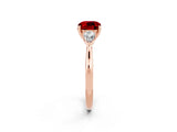 Rose gold Three-Stone Cushion Cut Ruby Ring with Pear  Side Stones in Four-Prong Setting_38