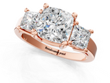 Rose gold Three-Stone Cushion Cut Solitaire Ring with Prong Setting_4