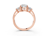 Rose gold Three-Stone Cushion Cut Solitaire Ring with Prong Setting_6