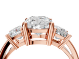 Rose gold Three-Stone Cushion Cut Solitaire Ring with Prong Setting_7