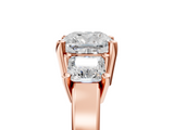Rose gold Three-Stone Cushion Cut Solitaire Ring with Prong Setting_8