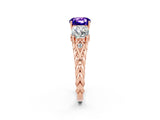Rose gold Three-Stone Cushion Cut Tanzanite Braided Band Ring with Four-Prong Setting_14