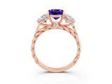 Rose gold Three-Stone Cushion Cut Tanzanite Braided Band Ring with Four-Prong Setting_15
