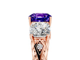 Rose gold Three-Stone Cushion Cut Tanzanite Braided Band Ring with Four-Prong Setting_17