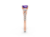 Rose gold Three-Stone Cushion Cut Tanzanite Pavé Band with Four-Prong Setting_2
