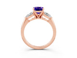 Rose gold Three-Stone Cushion Cut Tanzanite Ring with Pear Side Stones and Four-Prong Setting_3