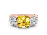 Rose gold Three-Stone Cushion Cut Yellow Sapphire Braided Band Ring with Four-Prong Setting_36
