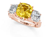 Rose gold Three-Stone Cushion Cut Yellow Sapphire Braided Band Ring with Four-Prong Setting_37