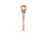 Rose gold Three-Stone Cushion Cut Yellow Sapphire Ring with Pavé Band and Prong Setting_38
