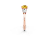 Rose gold Three-Stone Cushion Cut Yellow Sapphire Ring with Pear Side Stones and Four-Prong Setting_26