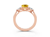 Rose gold Three-Stone Cushion Cut Yellow Sapphire Ring with Pear  Side Stones in Four-Prong Setting_15