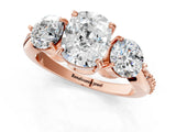 Rose gold Three-Stone Cushion Diamond Channel Set Engagement Ring with Prong Setting_16