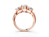 Rose gold Three-Stone Cushion Diamond Channel Set Engagement Ring with Prong Setting_18