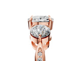 Rose gold Three-Stone Cushion Diamond Channel Set Engagement Ring with Prong Setting_20