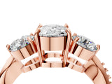 Rose gold Three-Stone Cushion Diamond Channel Set Engagement Ring with Prong Setting_7