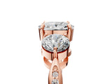 Rose gold Three-Stone Cushion Diamond Channel Set Engagement Ring with Prong Setting_8