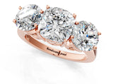 Rose gold Three-Stone Cushion Diamond Engagement Ring with Prong Setting on a Classic Band_12