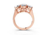 Rose gold Three-Stone Cushion Diamond Engagement Ring with Prong Setting on a Classic Band_14