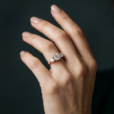 Rose gold Three-Stone Cushion Diamond Engagement Ring with Prong Setting on a Classic Band_3