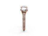 Rose gold Three-Stone Cushion Diamond Milgrain Pave Band with Prong Setting 2