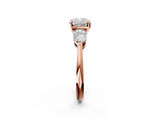 Rose gold Three-Stone Cushion Diamond Ring with Pear Side Stones in Four-Prong Setting_51