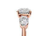 Rose gold Three-Stone Cushion Diamond Ring with Pear Side Stones in Four-Prong Setting_54