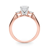 Rose gold Three-Stone Cushion Solitaire Ring with Tapered Band and Four-Prong Setting 2