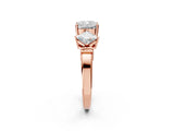 Rose gold Three-Stone Cushion and Princess Cut Diamond Ring with Channel Band and Four-Prong Setting_18