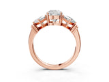 Rose gold Three-Stone Cushion and Princess Cut Diamond Ring with Channel Band and Four-Prong Setting_19