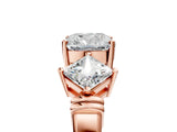 Rose gold Three-Stone Cushion and Princess Cut Diamond Ring with Channel Band and Four-Prong Setting_21