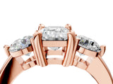 Rose gold Three-Stone Emerald Brilliant Cut Solitaire Ring with Prong Setting on a Classic Band 4