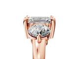 Rose gold Three-Stone Emerald Brilliant Cut Solitaire Ring with Prong Setting on a Classic Band 5