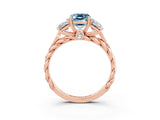 Rose gold Three-Stone Emerald Cut Aquamarine Braided Band Ring with Four-Prong Setting_39
