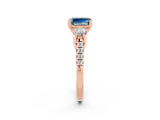 Rose gold Three-Stone Emerald Cut Aquamarine Pavé Band with Four-Prong Setting_2