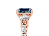 Rose gold Three-Stone Emerald Cut Aquamarine Pavé Band with Four-Prong Setting_5