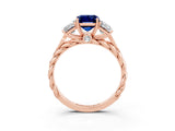 Rose gold Three-Stone Emerald Cut Blue Sapphire Braided Band Ring with Four-Prong Setting_39