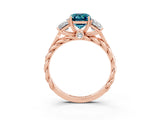 Rose gold Three-Stone Emerald Cut Blue Topaz Braided Band Ring with Four-Prong Setting_39