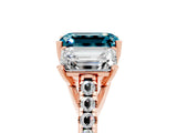 Rose gold Three-Stone Emerald Cut Blue Topaz Ring with Pavé Band and Prong Setting_17