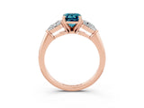 Rose gold Three-Stone Emerald Cut Blue Topaz Ring with Pear Side Stones and Four-Prong Setting_3