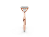 Rose gold Three-Stone Emerald Cut Brilliant Diamond Solitaire Ring with Tapered Band and Four-Prong Setting_5