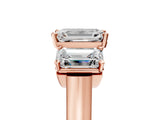 Rose gold Three-Stone Emerald Cut Brilliant Diamond Trellis Ring with Comfort Fit Band_8