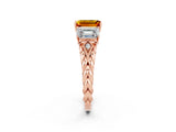 Rose gold Three-Stone Emerald Cut Citrine Braided Band Ring with Four-Prong Setting_38