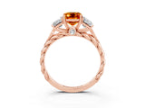 Rose gold Three-Stone Emerald Cut Citrine Braided Band Ring with Four-Prong Setting_39