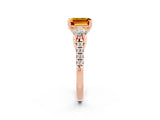 Rose gold Three-Stone Emerald Cut Citrine Pavé Band with Four-Prong Setting_2