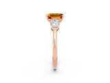 Rose gold Three-Stone Emerald Cut Citrine Ring with Pear Side Stones and Four-Prong Setting_2