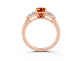 Rose gold Three-Stone Emerald Cut Citrine Ring with Pear Side Stones and Four-Prong Setting_3