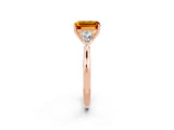 Rose gold Three-Stone Emerald Cut Citrine Ring with Pear  Side Stones in Four-Prong Setting_38