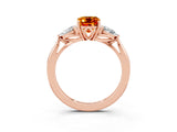 Rose gold Three-Stone Emerald Cut Citrine Ring with Pear  Side Stones in Four-Prong Setting_39