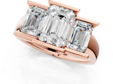 Rose gold Three Stone Emerald Cut Cut Channel Set Diamond Ring_4