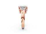 Rose gold Three Stone Emerald Cut Cut Channel Set Diamond Ring_5